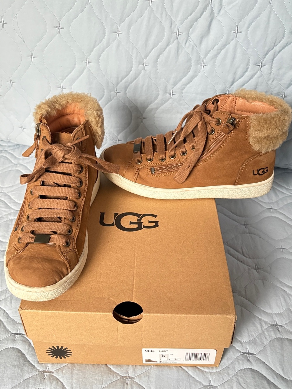 UGG Women's Chestnut Suede Shearling High-Top Sneakers